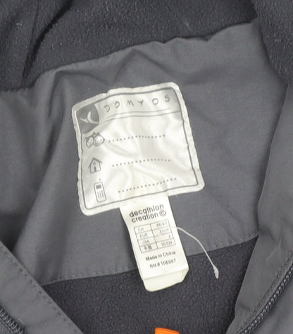 Domyos Boys Grey Hooded Rain Coat Jacket 2-3 Years Polyester