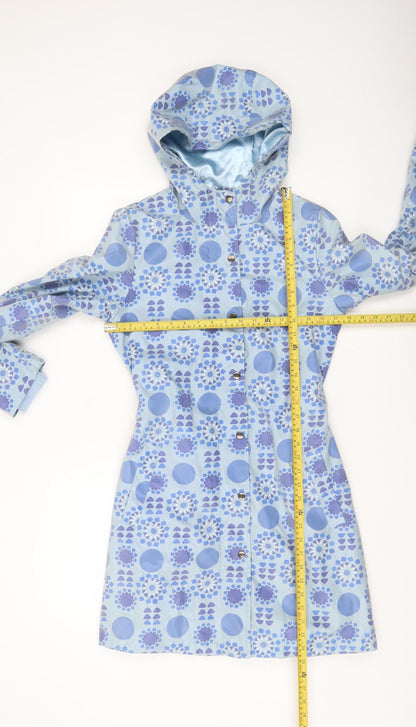 Womens UK Size S Fransa Blue Rain Coat