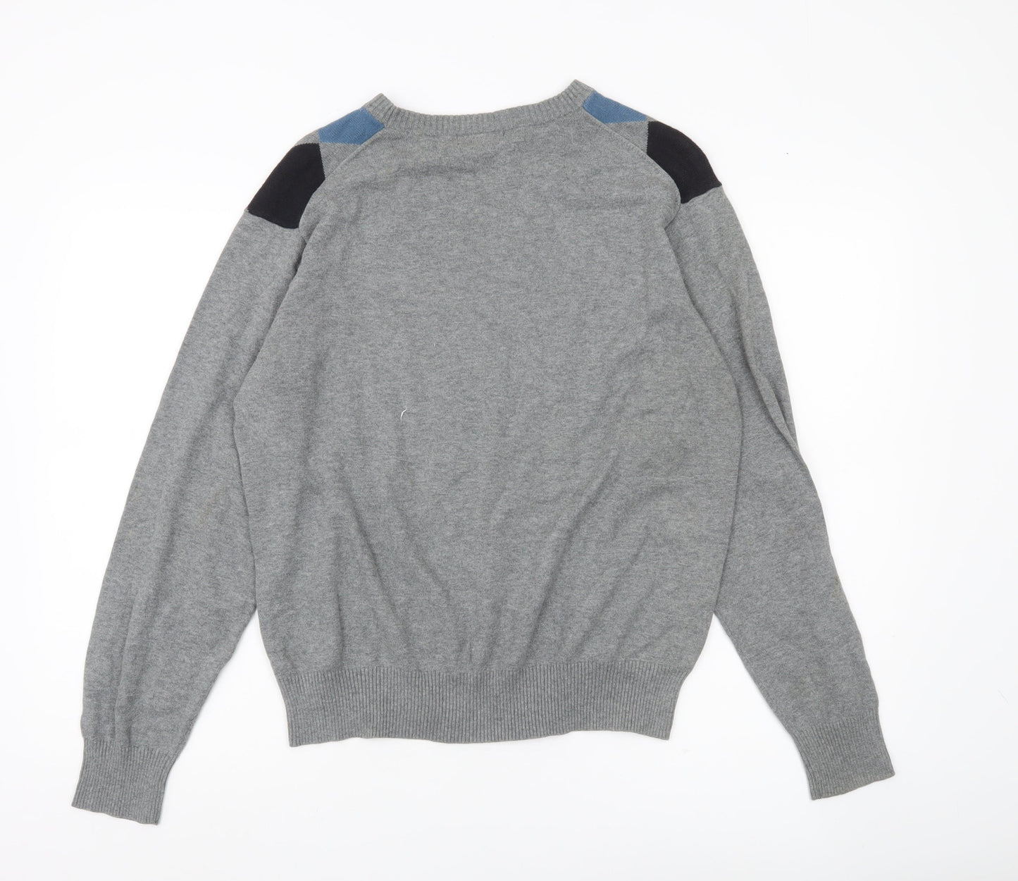 Dockers Men’s Grey Argyle Cotton Jumper M Classic Pullover