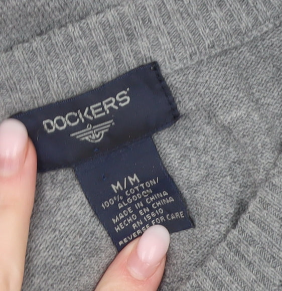 Dockers Men’s Grey Argyle Cotton Jumper M Classic Pullover