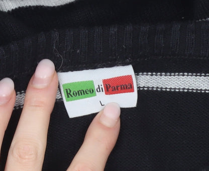 Romeo di Parma Men's Black Striped L Pullover Jumper