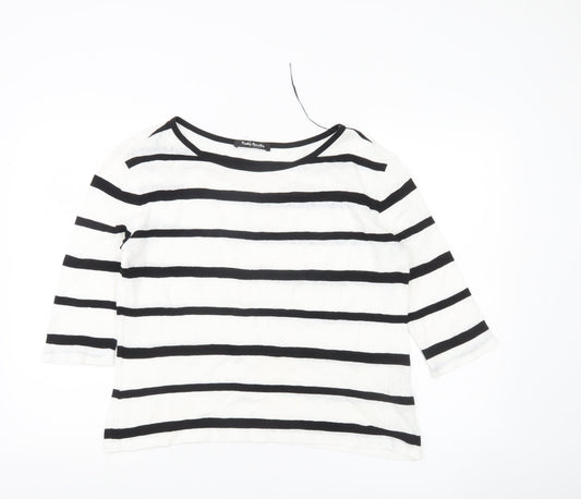 Betty Barclay Women’s Black White Striped 3/4 Sleeve Cotton Top Size 12