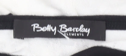 Betty Barclay Women’s Black White Striped 3/4 Sleeve Cotton Top Size 12
