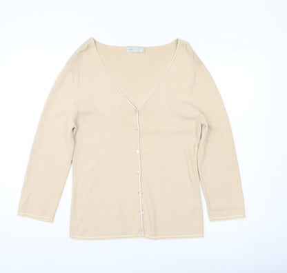 Womens UK Size L Debbie Morgan Beige Cardigan Jumper
