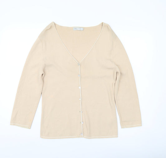 Womens UK Size L Debbie Morgan Beige Cardigan Jumper