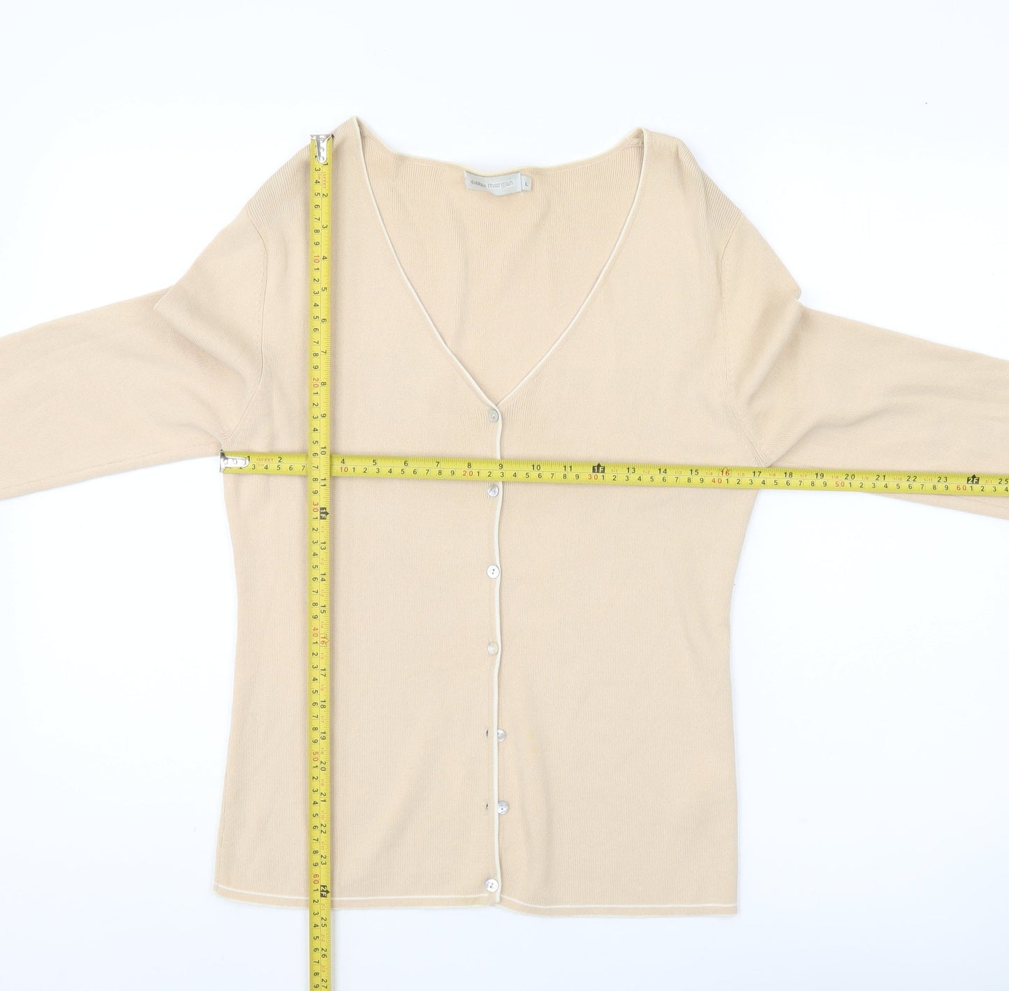 Womens UK Size L Debbie Morgan Beige Cardigan Jumper