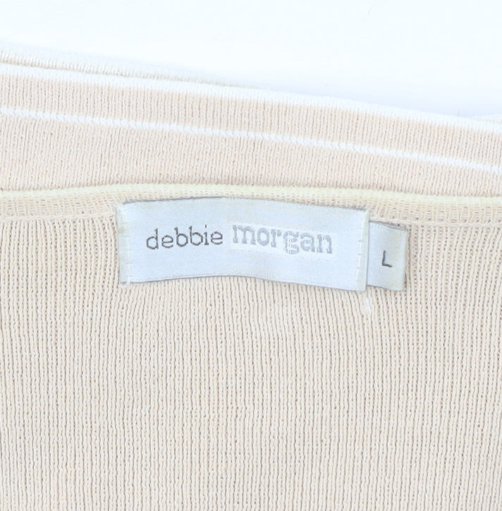 Womens UK Size L Debbie Morgan Beige Cardigan Jumper