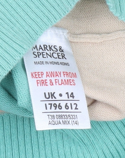 Womens UK Size 14 Marks and Spencer Multicoloured Henley Jumper