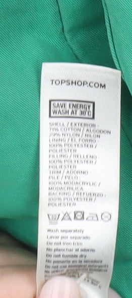 Womens UK Size 8 Topshop Green Puffer Jacket
