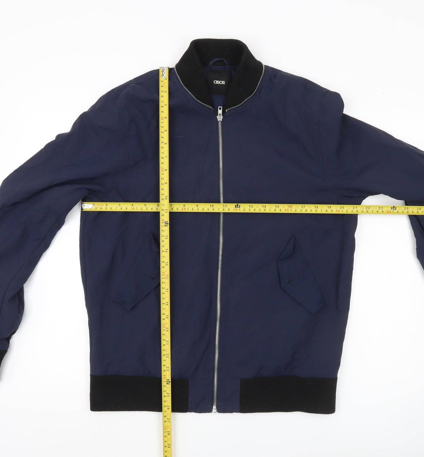 ASOS Men’s Blue Bomber Jacket M 38-40" Regular Fit Nylon Casual Zip