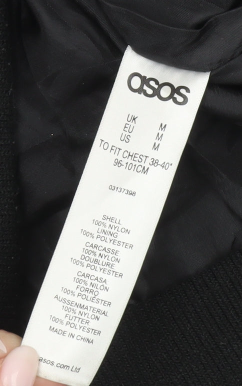 ASOS Men’s Blue Bomber Jacket M 38-40" Regular Fit Nylon Casual Zip