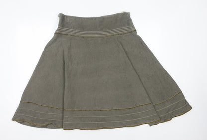 Papaya Women’s Grey Cotton Embroidered A-Line Knee Length Skirt Size 12
