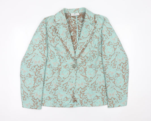 Frankenwalder Women’s Green Floral Jacquard Blazer Size 16