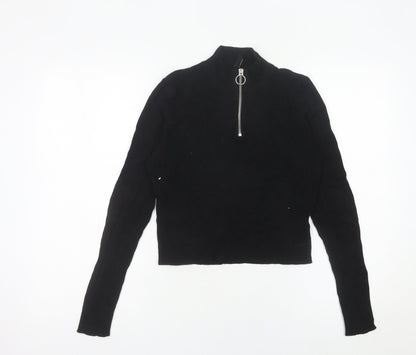 Womens UK Size M H&M Black Cropped T-Shirt