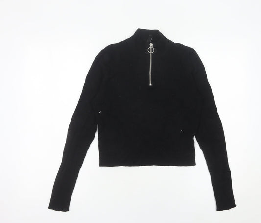 Womens UK Size M H&M Black Cropped T-Shirt
