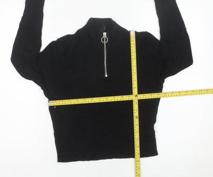 Womens UK Size M H&M Black Cropped T-Shirt