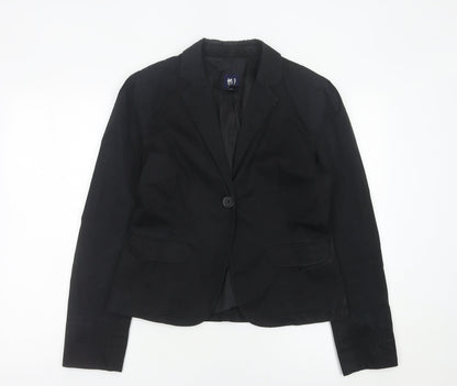GAP Women’s Black Suit Jacket UK 14 Regular Fit One Button Blazer