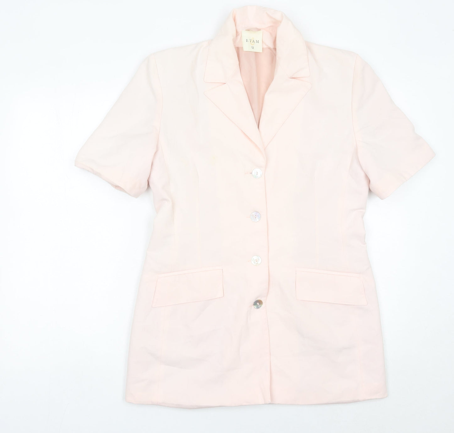 Etam Women’s Pink Size 12 Short Sleeve Suit Jacket Blazer Workwear