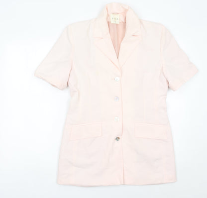 Etam Women’s Pink Size 12 Short Sleeve Suit Jacket Blazer Workwear