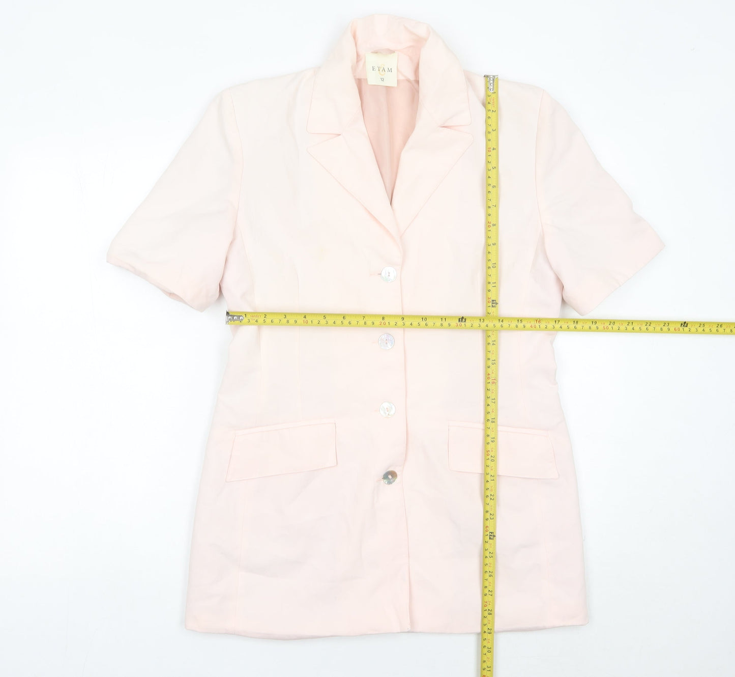 Etam Women’s Pink Size 12 Short Sleeve Suit Jacket Blazer Workwear