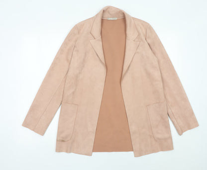 Zara Women Beige XS Blazer Mid-Length Single-Breasted