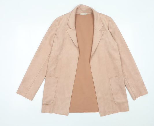 Zara Women Beige XS Blazer Mid-Length Single-Breasted