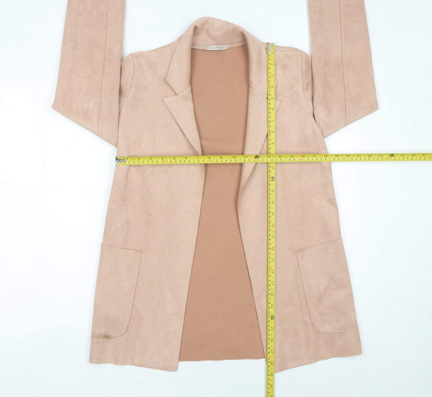 Zara Women Beige XS Blazer Mid-Length Single-Breasted