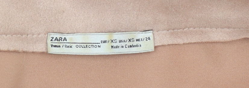 Zara Women Beige XS Blazer Mid-Length Single-Breasted