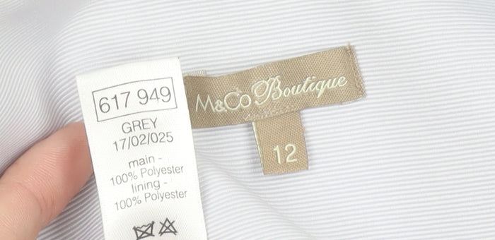 M&Co Women’s Grey Blazer Jacket Size 12 Regular Lined Workwear