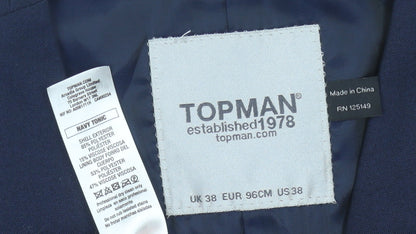 Mens UK Size 38 Topman Regular Blue Suit Waistcoat