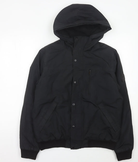 Primark Men’s Black Bomber Jacket Hooded Size M Polyester Casual