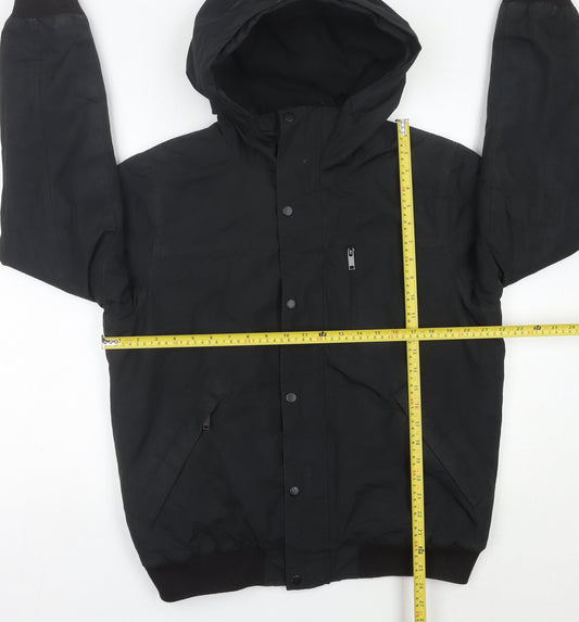 Primark Men’s Black Bomber Jacket Hooded Size M Polyester Casual