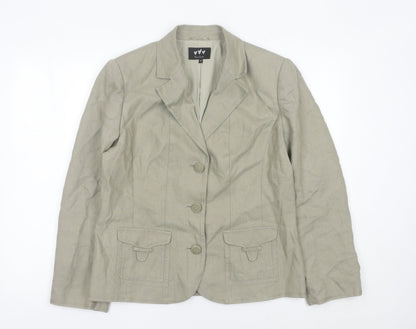 Marks and Spencer Women Beige Linen Blazer Jacket Size 16
