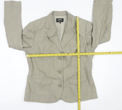Marks and Spencer Women Beige Linen Blazer Jacket Size 16
