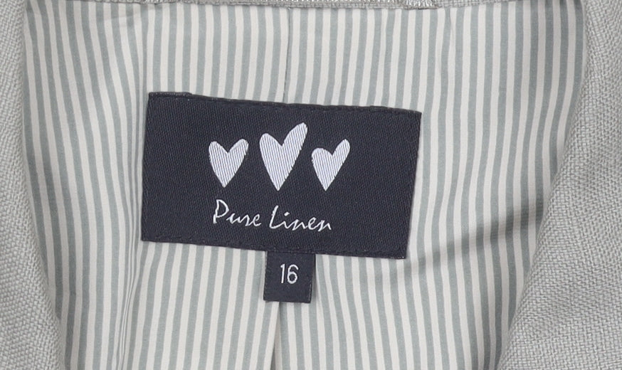 Marks and Spencer Women Beige Linen Blazer Jacket Size 16