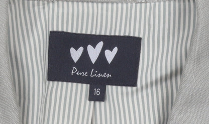 Marks and Spencer Women Beige Linen Blazer Jacket Size 16