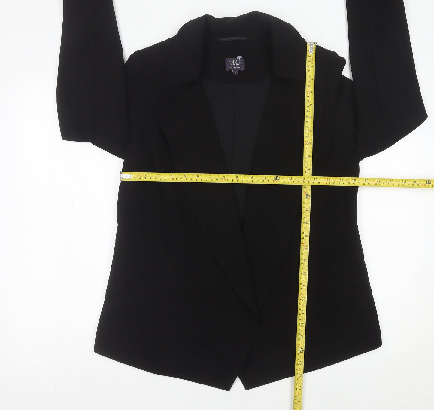 Marks and Spencer Womens Black Size 12 Regular Fit Blazer Jacket