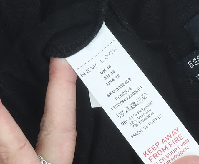 New Look Women Black Bodysuit Size 16 Long Sleeve V-Neck Stretch