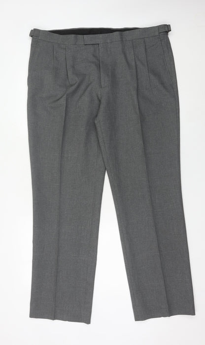 Taylor & Wright Mens Grey 40W 33L Pleated Dress Trousers