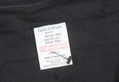 Taylor & Wright Mens Grey 40W 33L Pleated Dress Trousers