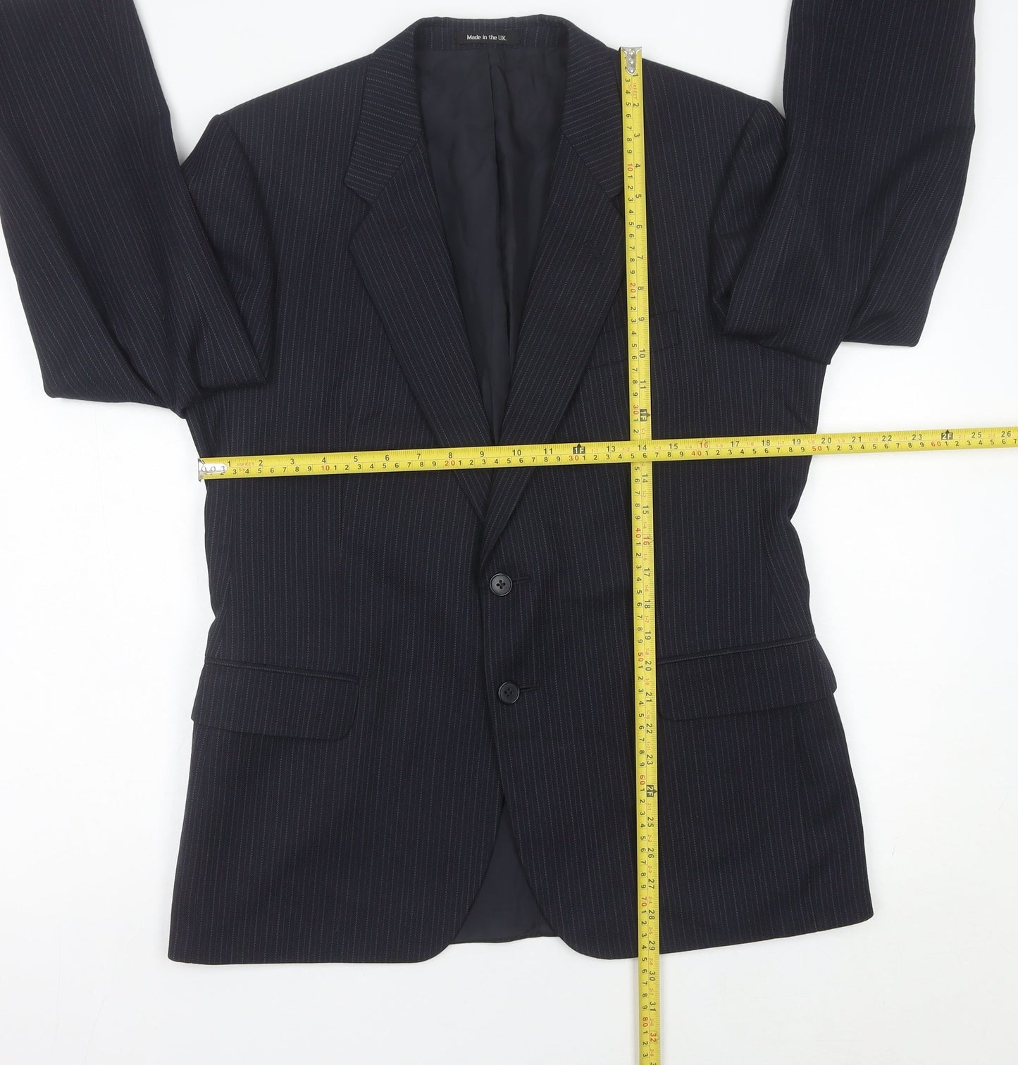 Marks and Spencer St Michael Men’s Blue Pinstripe Wool Blend Blazer 40 Short