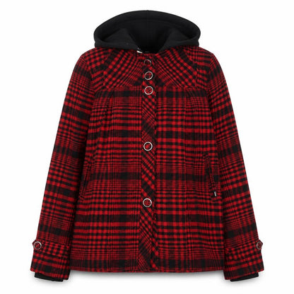 Vans Womens Red Check Hooded Jacket Size M Acrylic Wool
