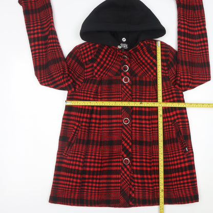 Vans Womens Red Check Hooded Jacket Size M Acrylic Wool