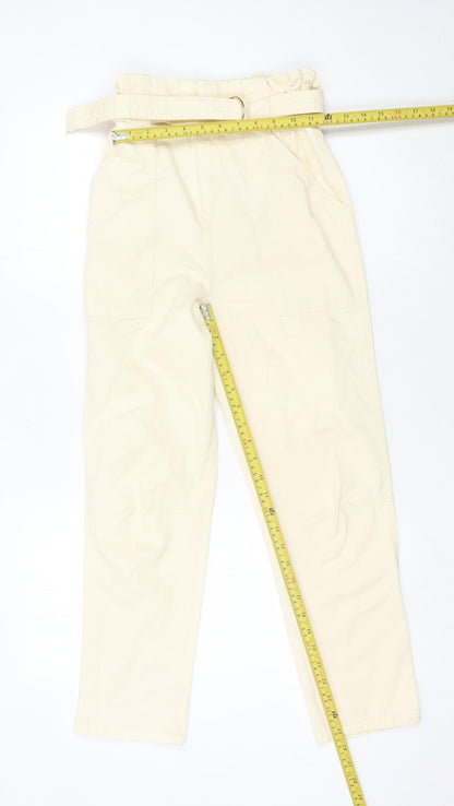 River Island Women’s Beige Paperbag Jeans Size 8 High Rise