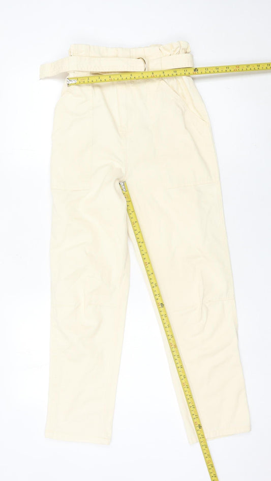 River Island Women’s Beige Paperbag Jeans Size 8 High Rise