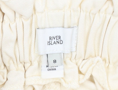 River Island Women’s Beige Paperbag Jeans Size 8 High Rise