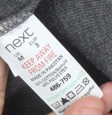 Next Mens Grey Henley Jumper Size M Cotton Blend Long Sleeve