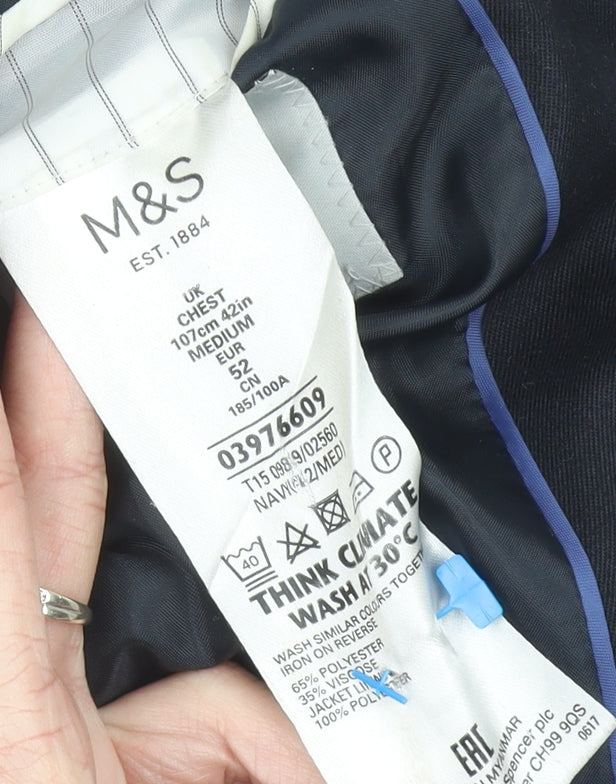 Mens UK Size 42 Marks and Spencer Regular Blue Suit Jacket