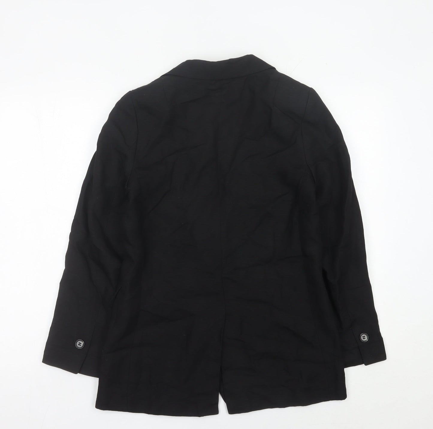 H&M Women Black XS Single Breasted Linen Blend Blazer Jacket
