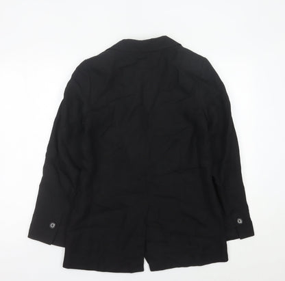 H&M Women Black XS Single Breasted Linen Blend Blazer Jacket